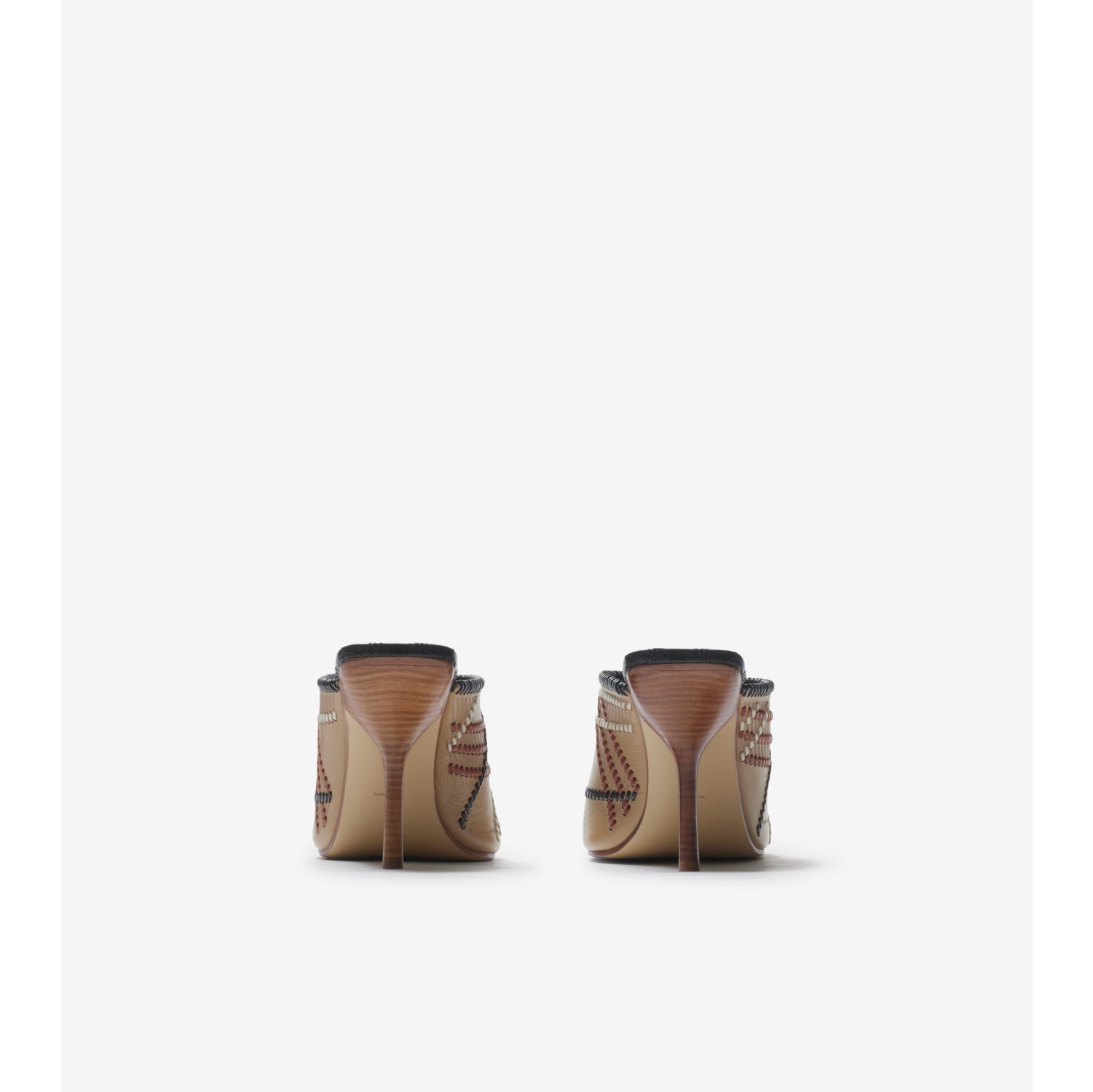 Check Leather Cabana Mules