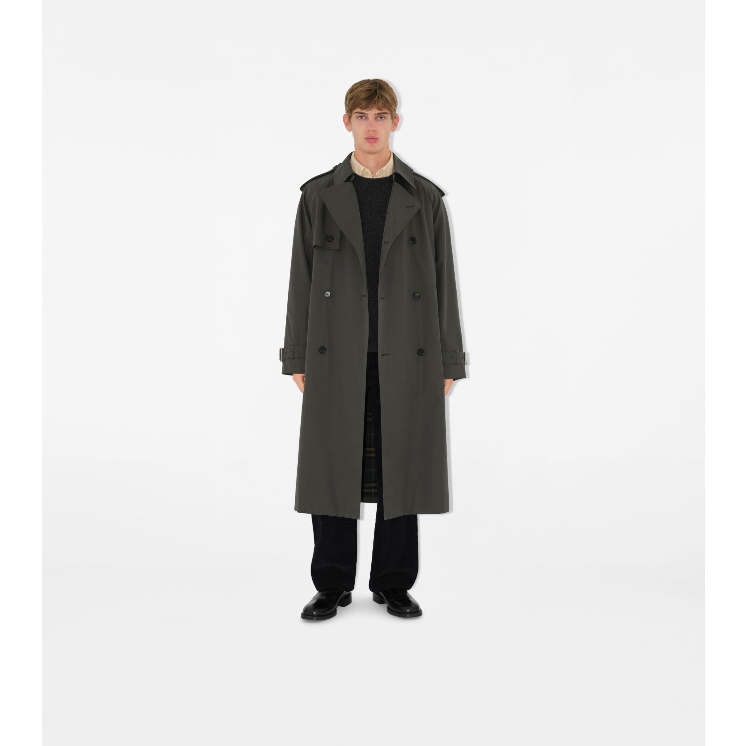 Trench long en gabardine