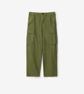 Cotton Cargo Trousers in Pasture green - Men | Burberry® Official