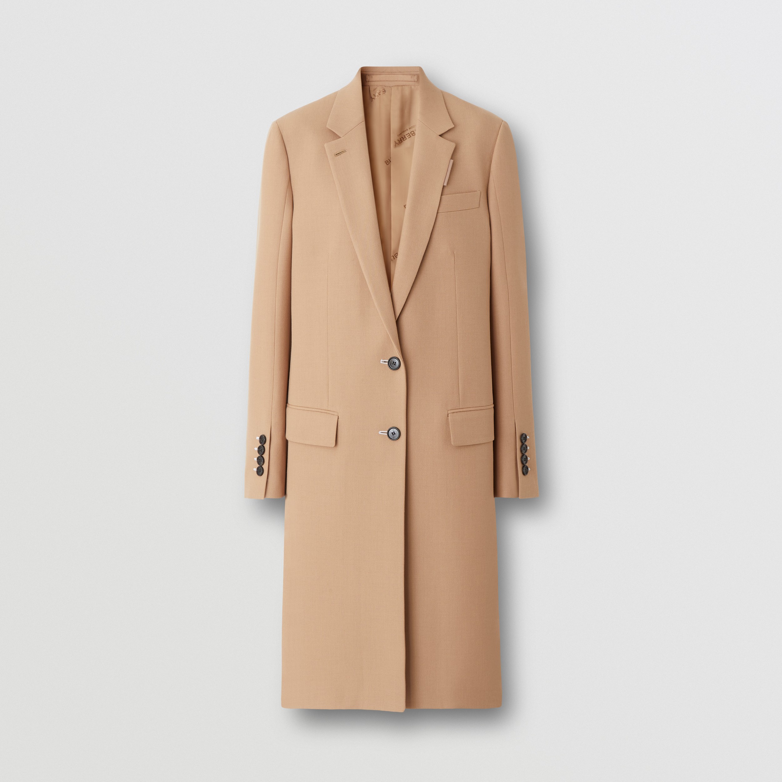 Wool Cotton Tailored Coat in Camel - Women | Burberry® Official - 4
