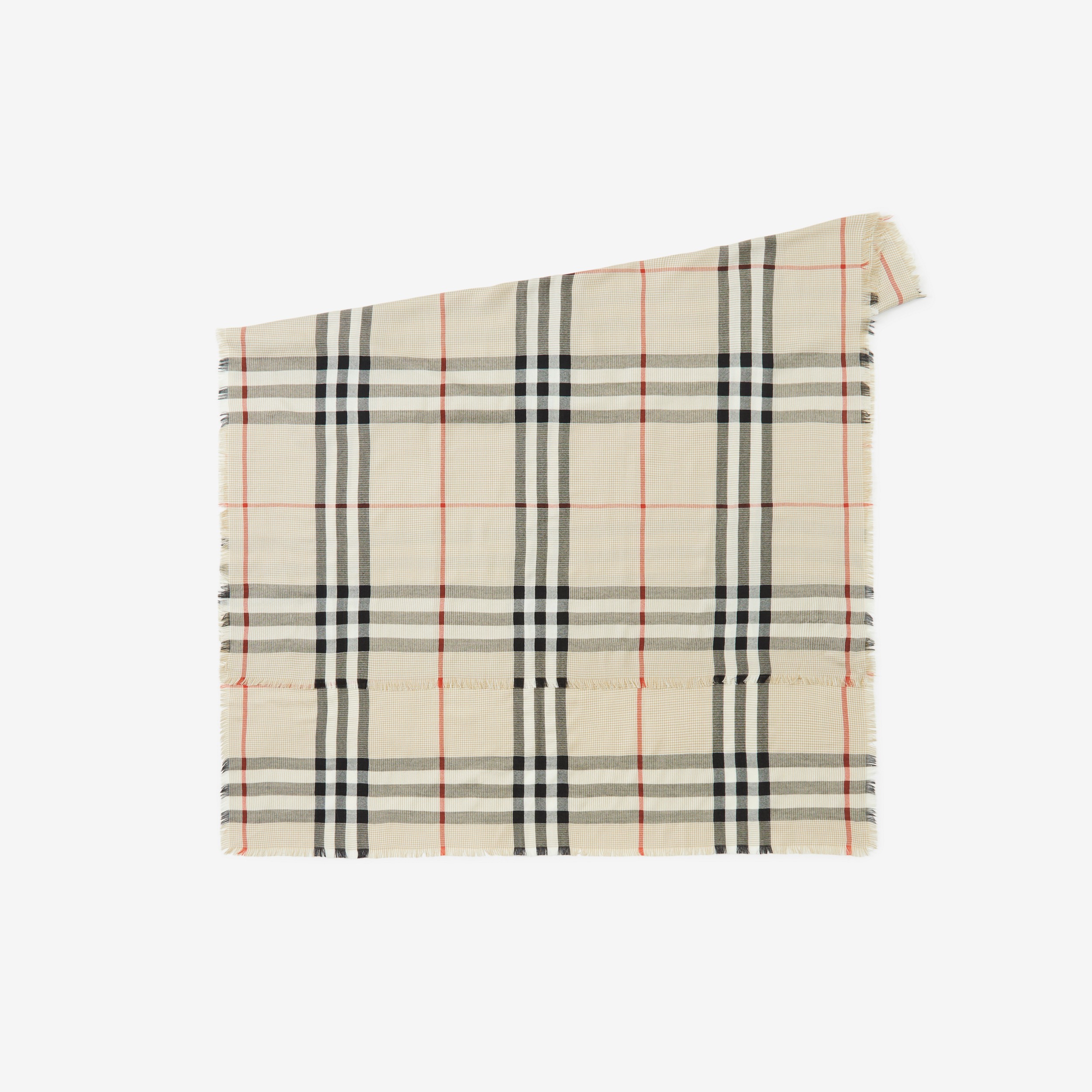 Cachecol de seda e cashmere Check (Bege Clássico) | Burberry® oficial - 2