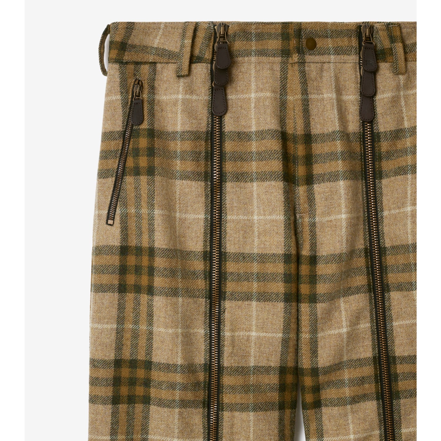 Pantalon zippé en laine Check