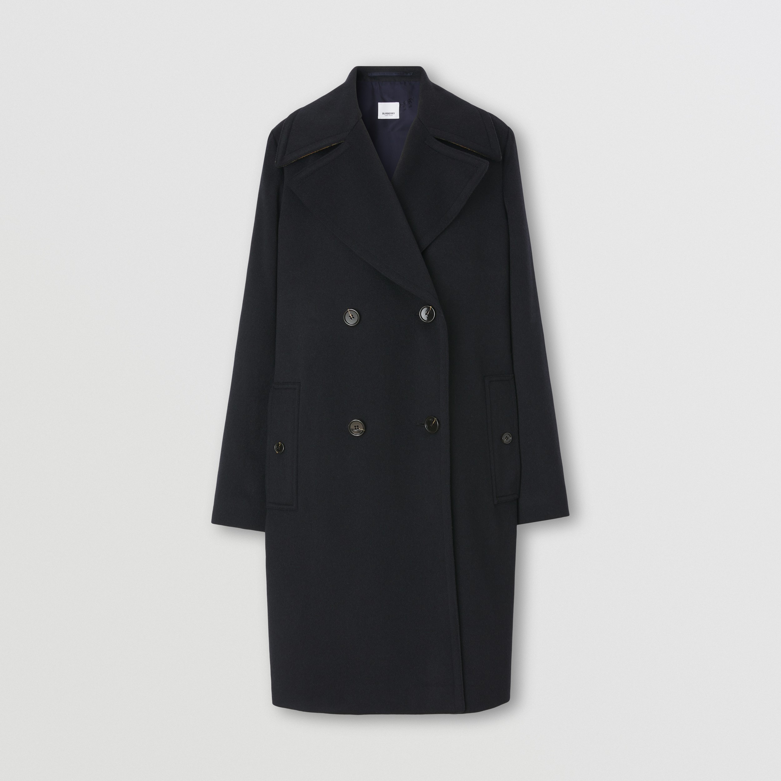 Recycled Cashmere Double-breasted Coat in Navy - Women | Burberry® Official - 4