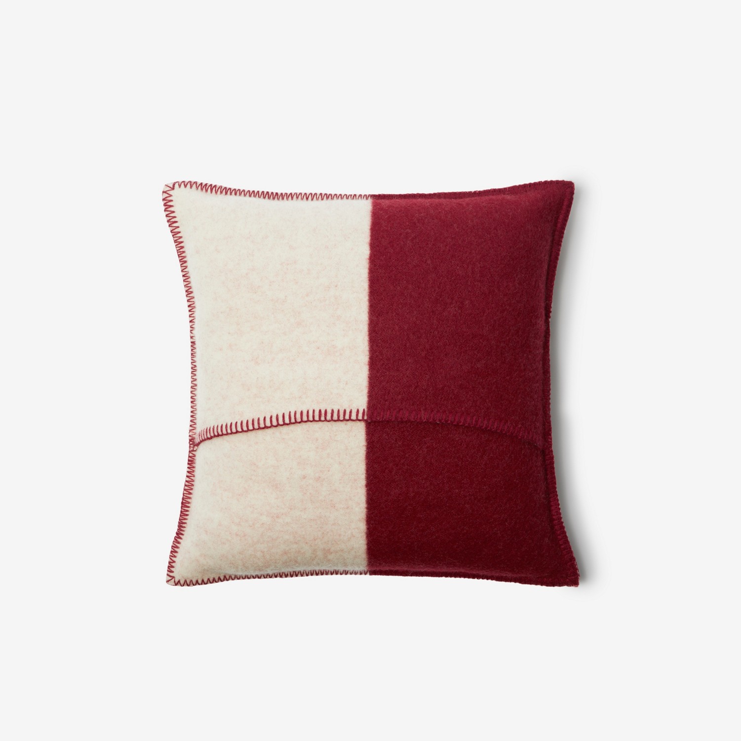 马术骑士徽标羊毛靠枕 (树莓红) | Burberry® 博柏利官网