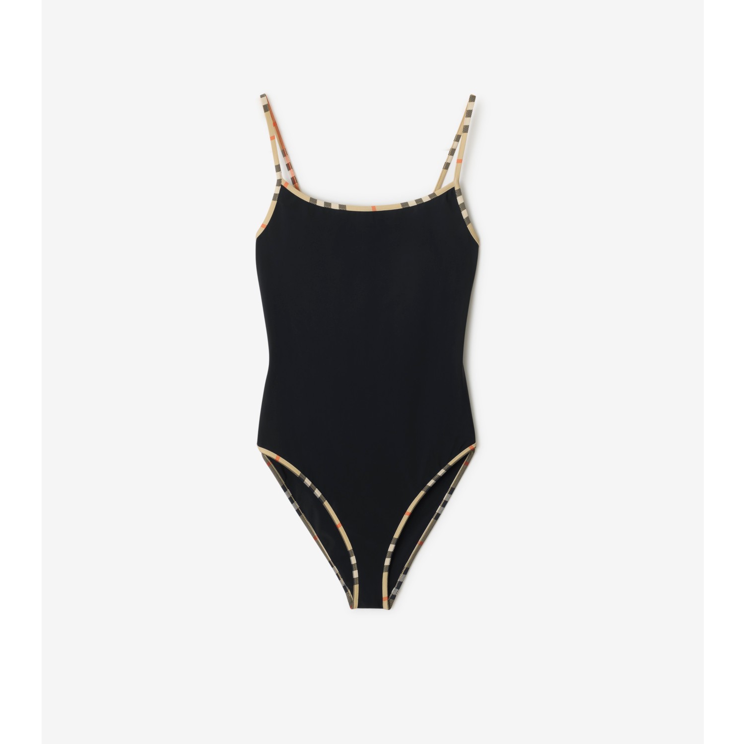 Badeanzug mit Check-Besatz