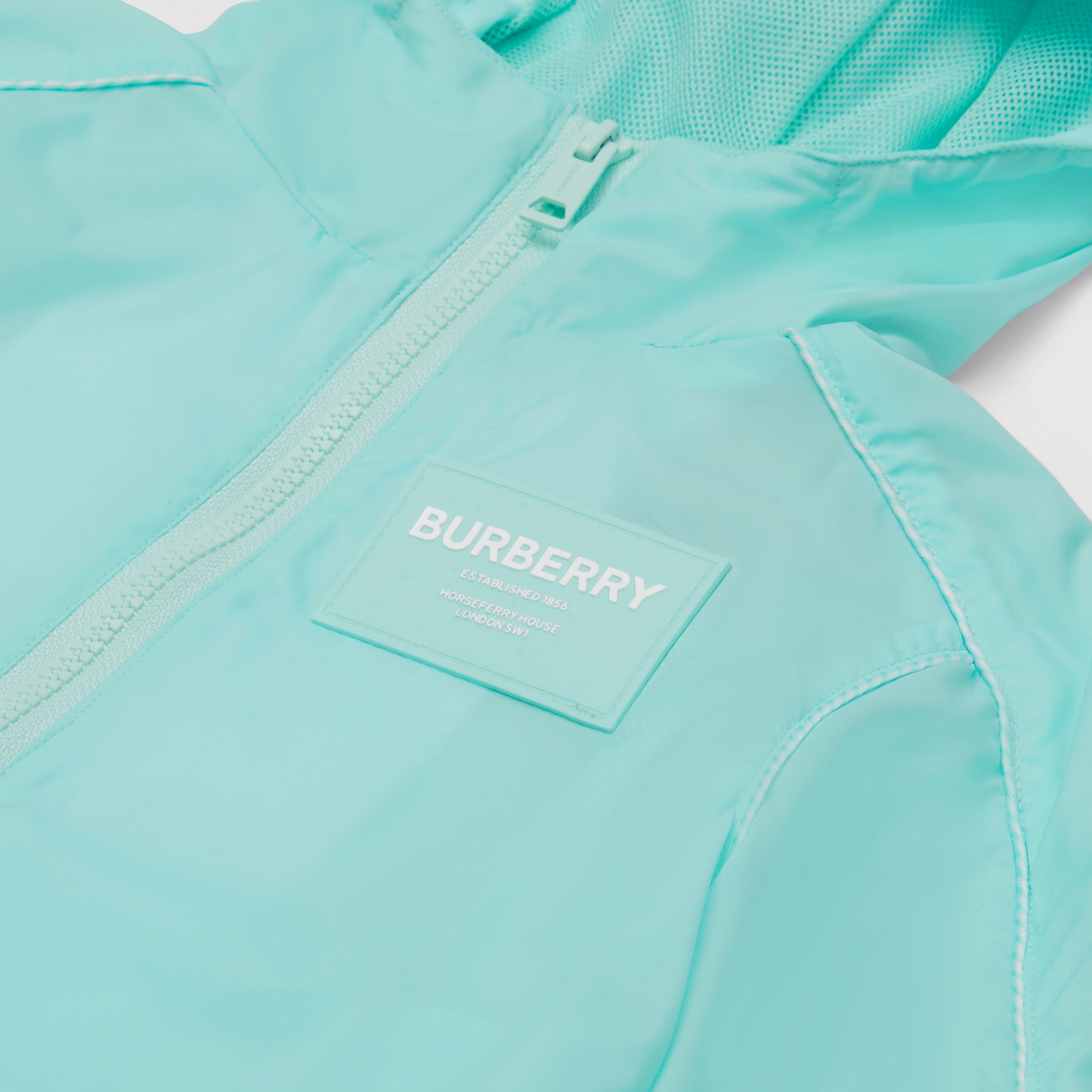 Horseferry Motif Lightweight Hooded Jacket in Light Aqua Blue | Burberry® Official - 2