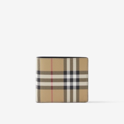 Burberry Check Bifold Wallet With Id Card Case ModeSens