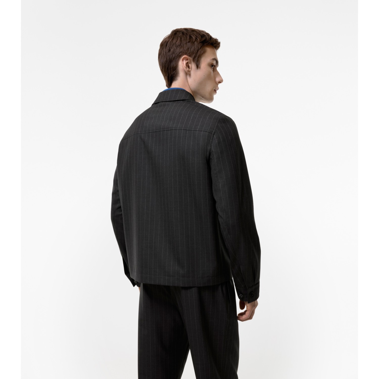 Pinstriped Wool Bloomsbury Harrington Jacket - thumbnail 3