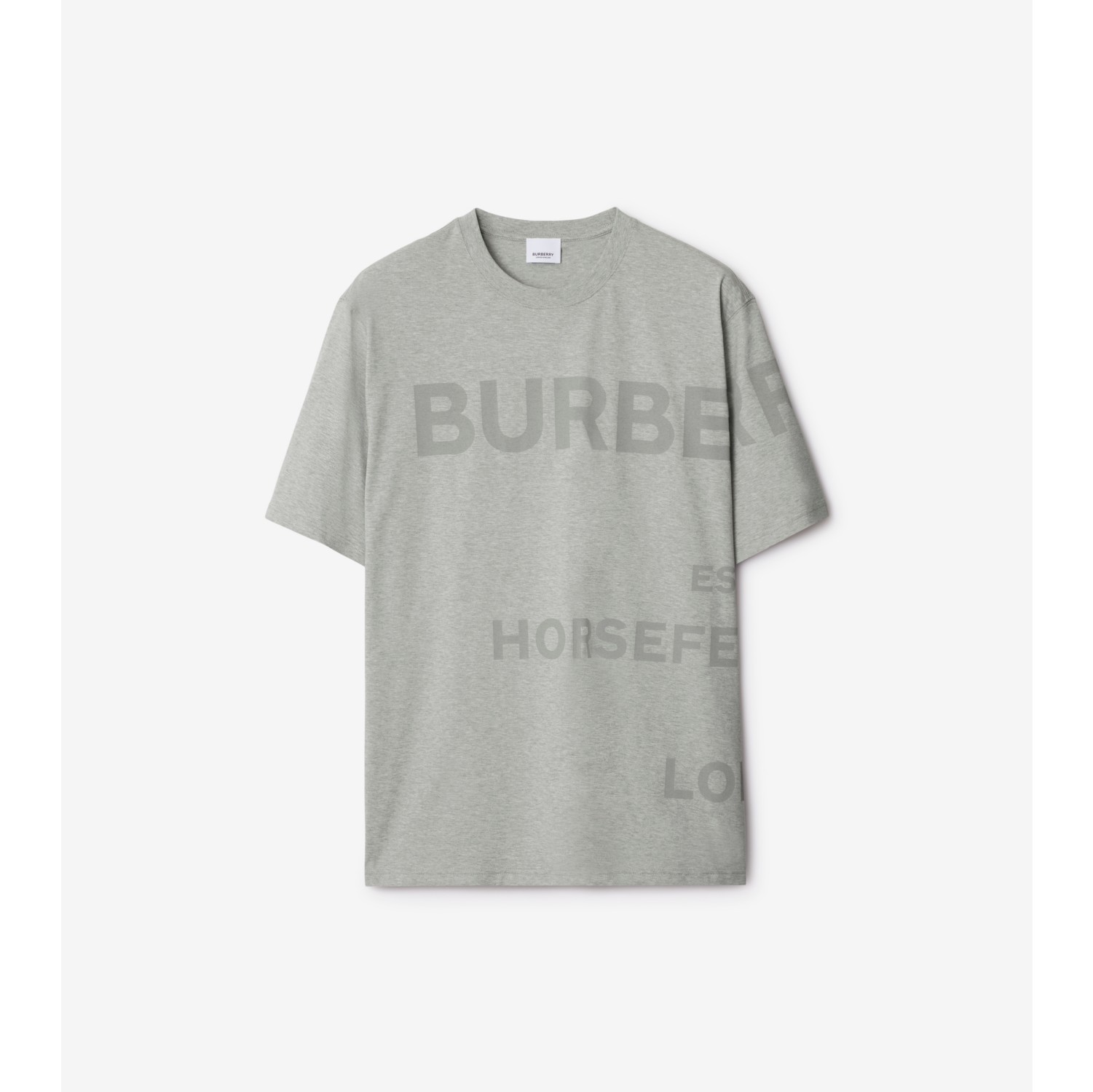 Horseferry Cotton T-shirt in Pale grey melange - Men | Burberry® Official