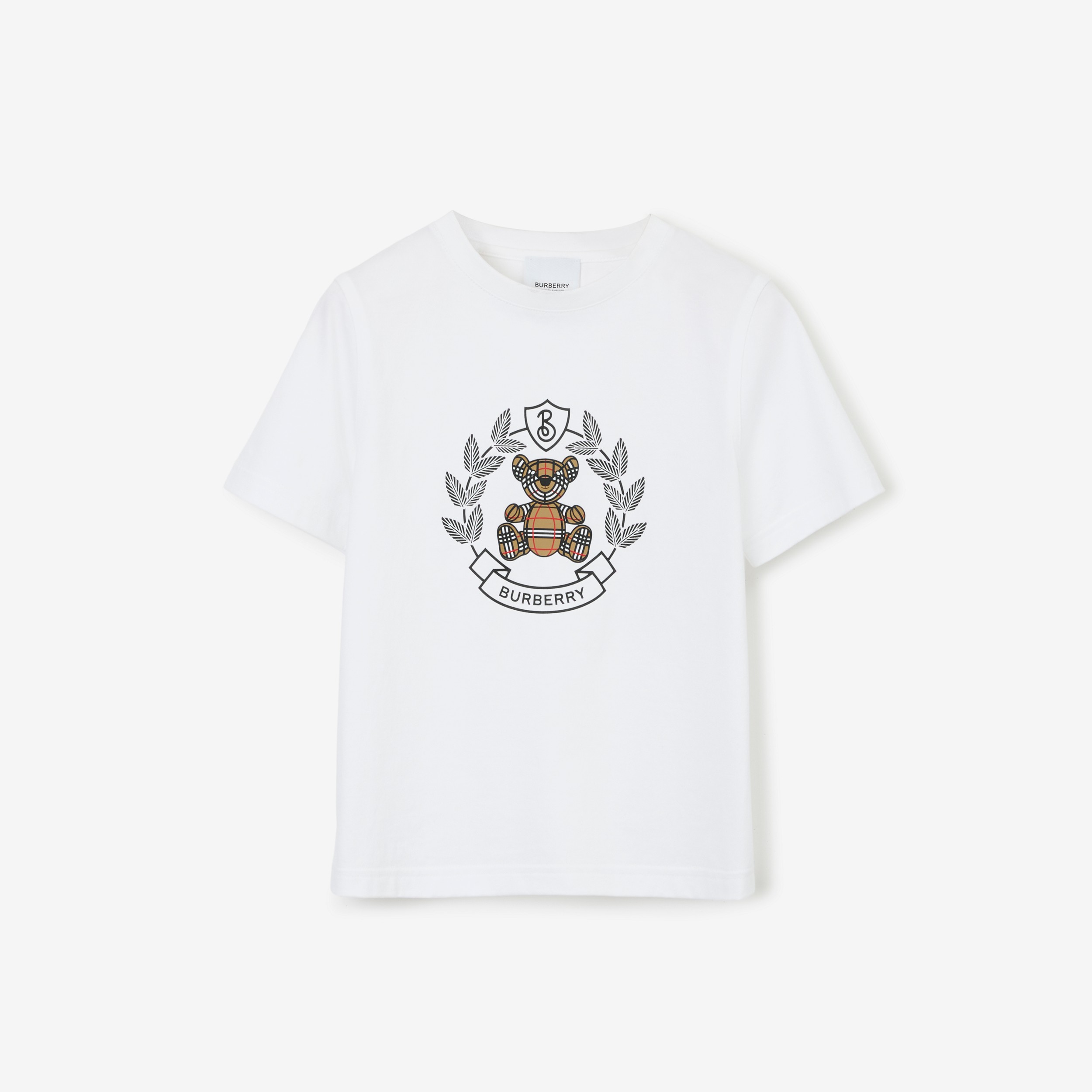 Thomas Bear Print Cotton T-shirt in White | Burberry® Official - 1