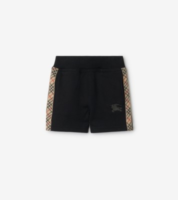 BURBERRY ブラック キルティング ショートパンツ Check Trim Cotton Shorts in Black | Burberry® Official