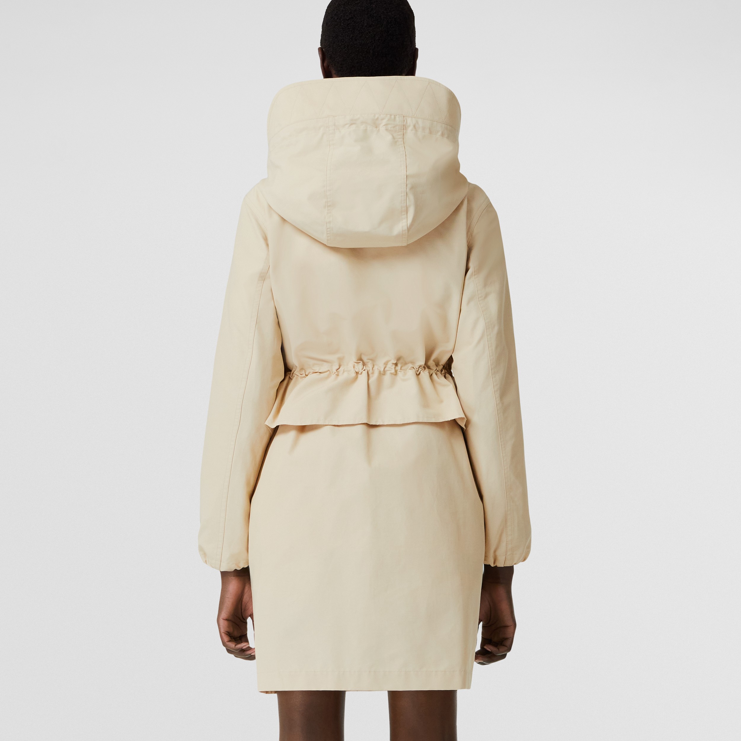 Logo Print Technical Cotton Hooded Parka in Pale Stone - Women | Burberry® Official - 3