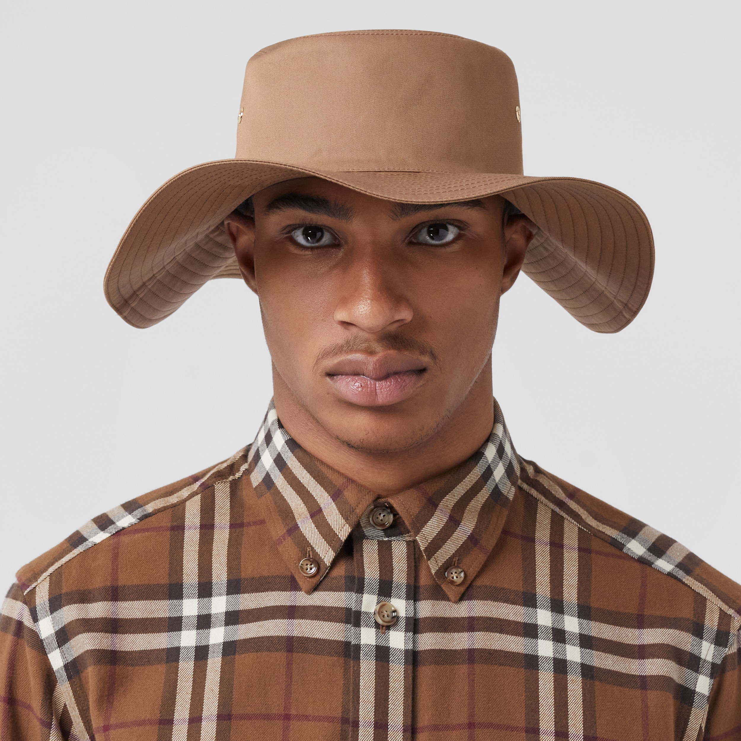 Detachable Strap Cotton Gabardine Hat in Dusty Caramel | Burberry® Official - 3