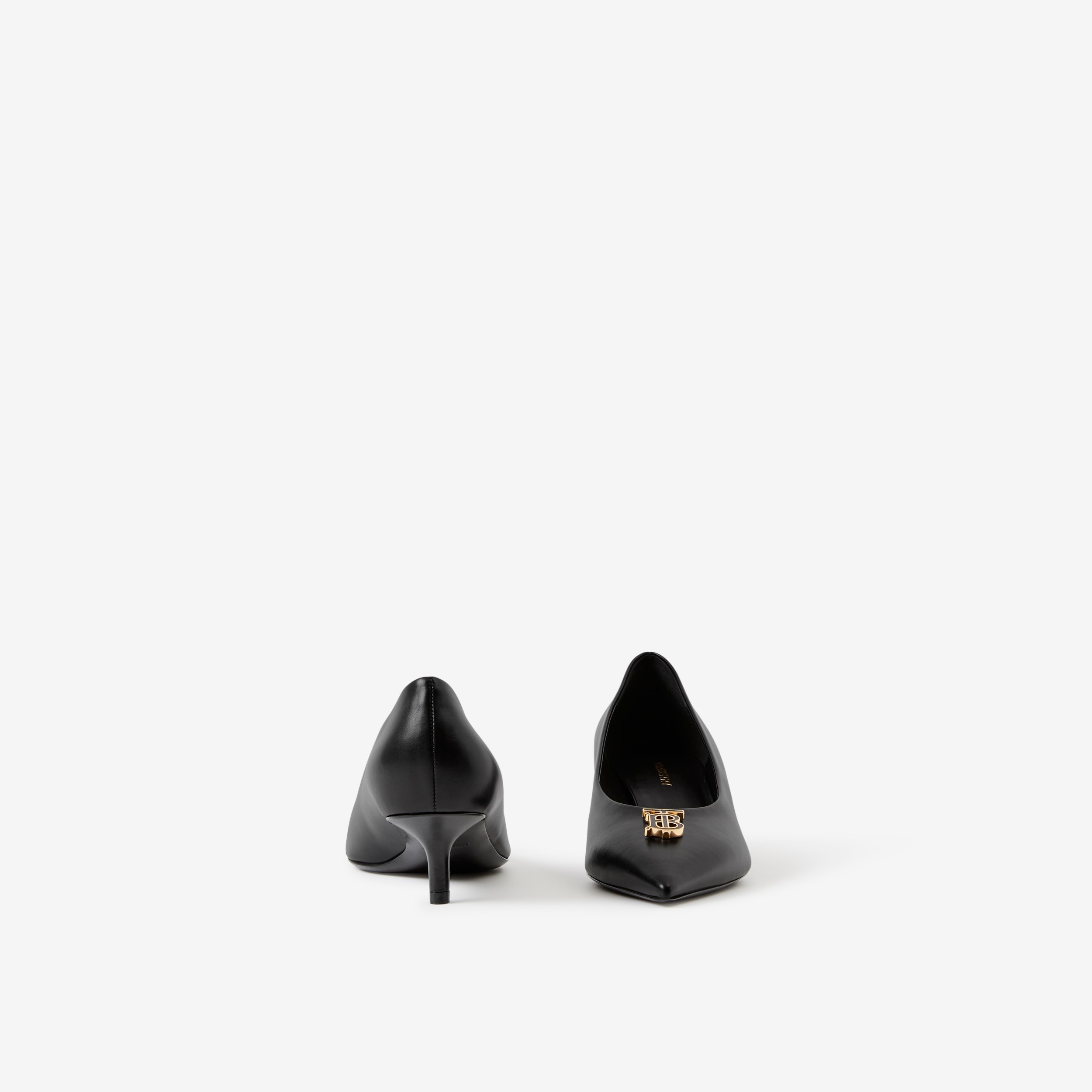 Wide Fit Monogram Motif Leather Point-toe Pumps in Black - Women | Burberry® Official - 4