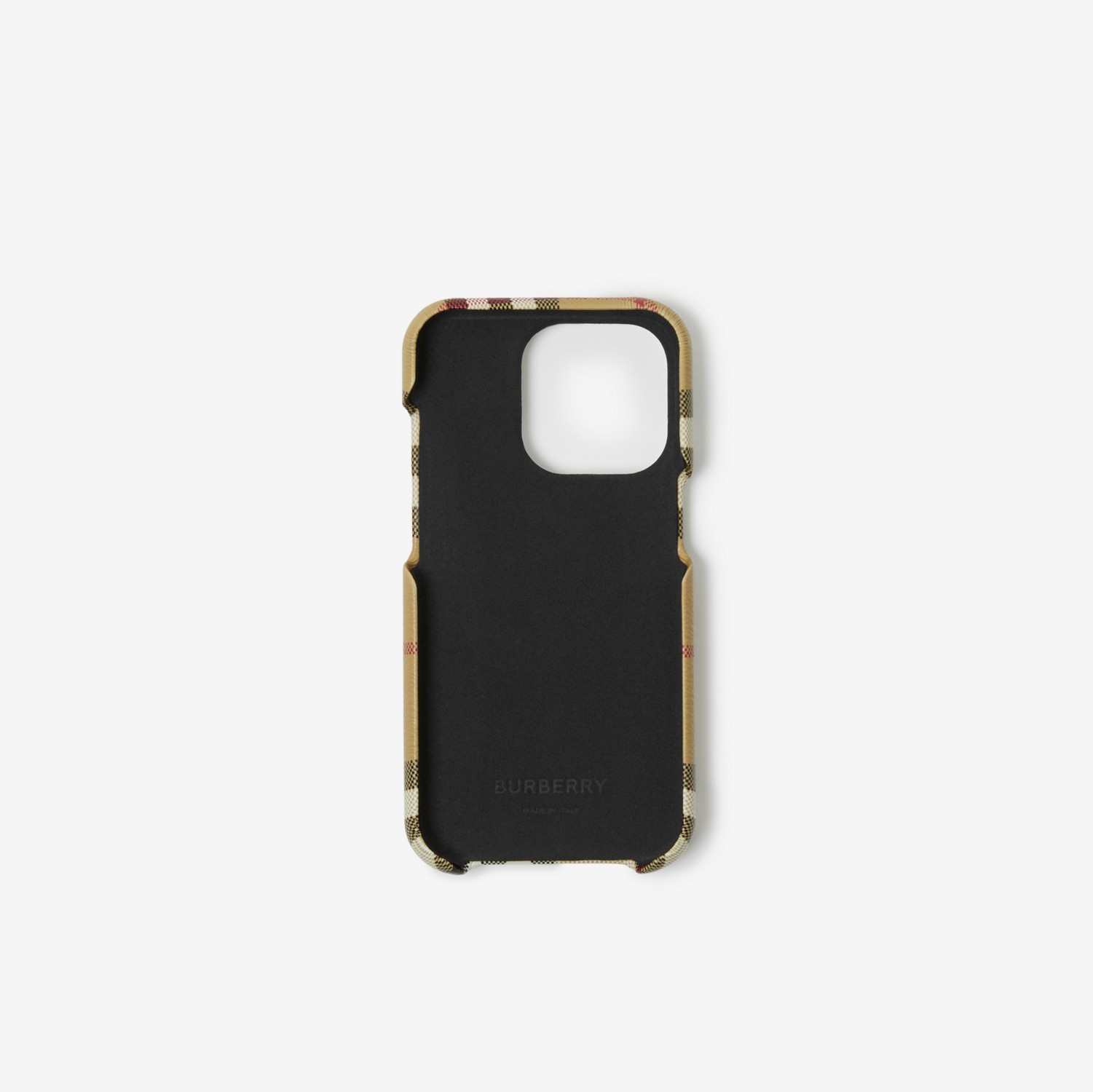 Coque pour iPhone 14 Pro en cuir et Check (Beige D'archive) | Site officiel Burberry®