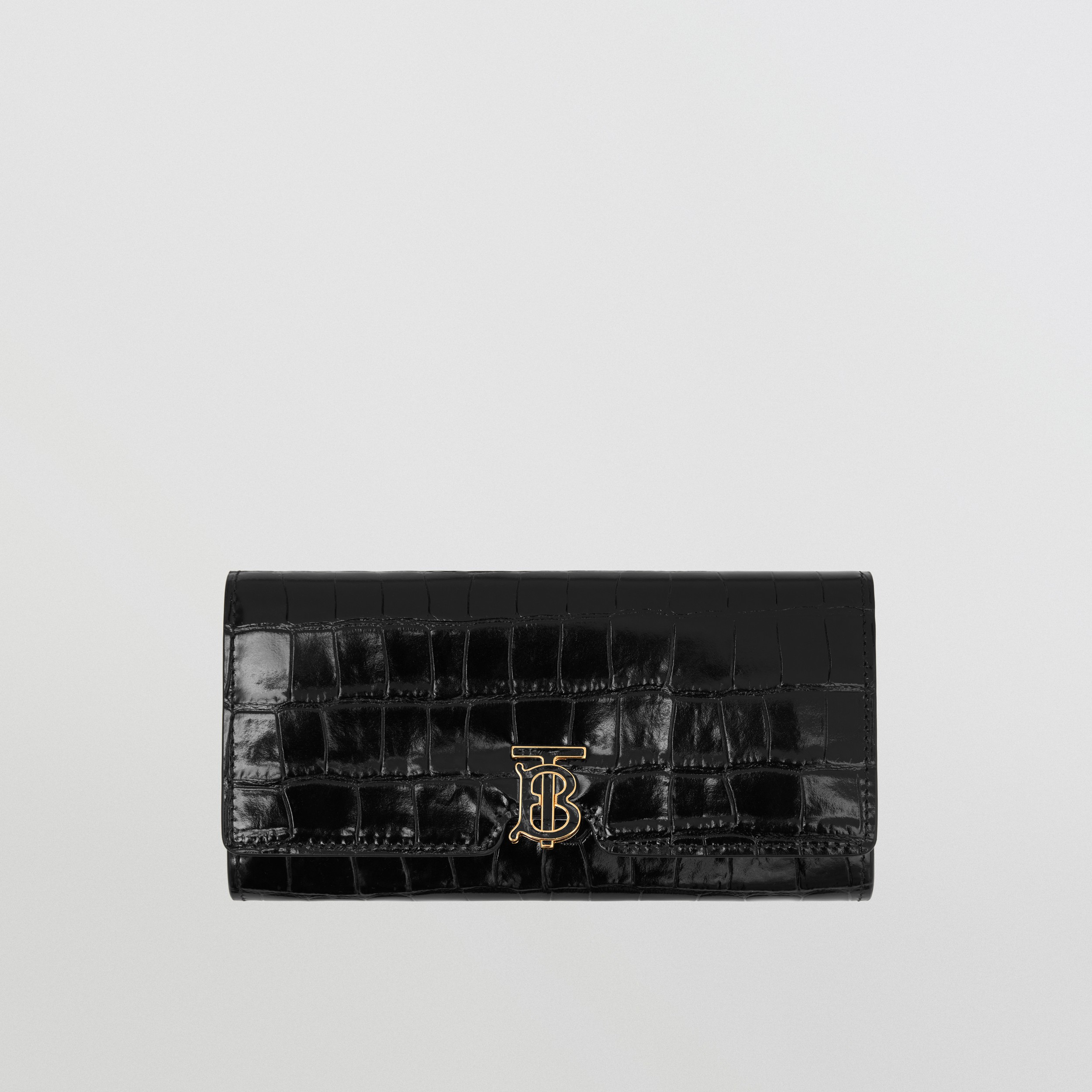 TB-Brieftasche in Kontinentalformat aus geprägtem Leder (Schwarz) - Damen | Burberry® - 1