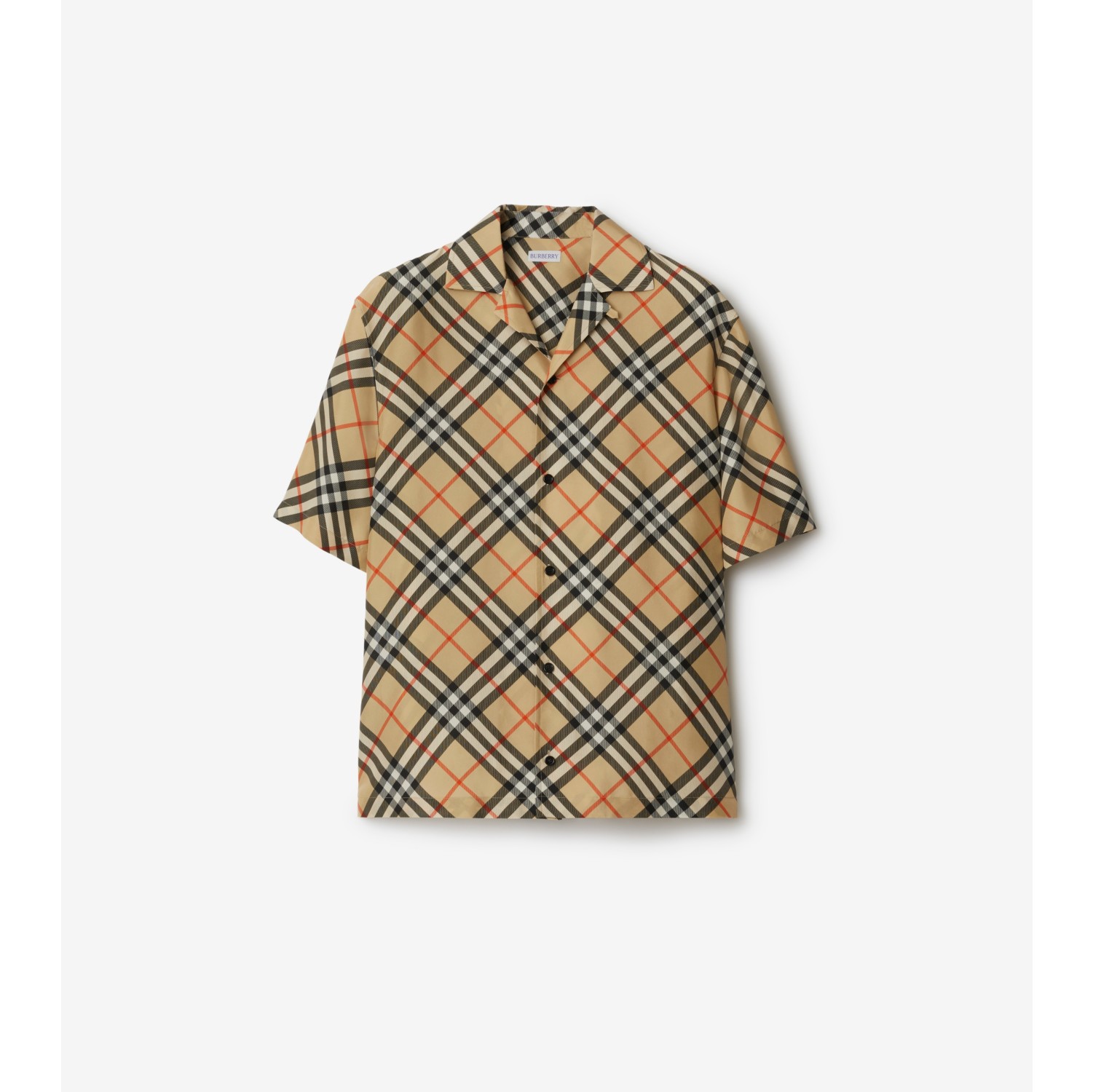 Camisa oversize de seda em Check