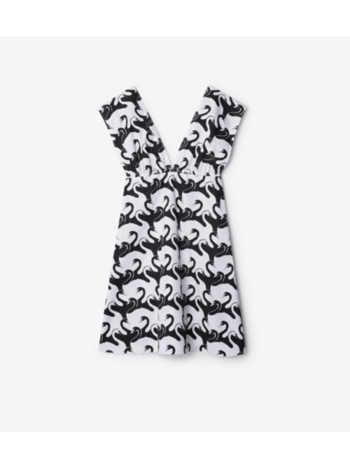 Shop Burberry Swan Cotton Dress In Monochrome