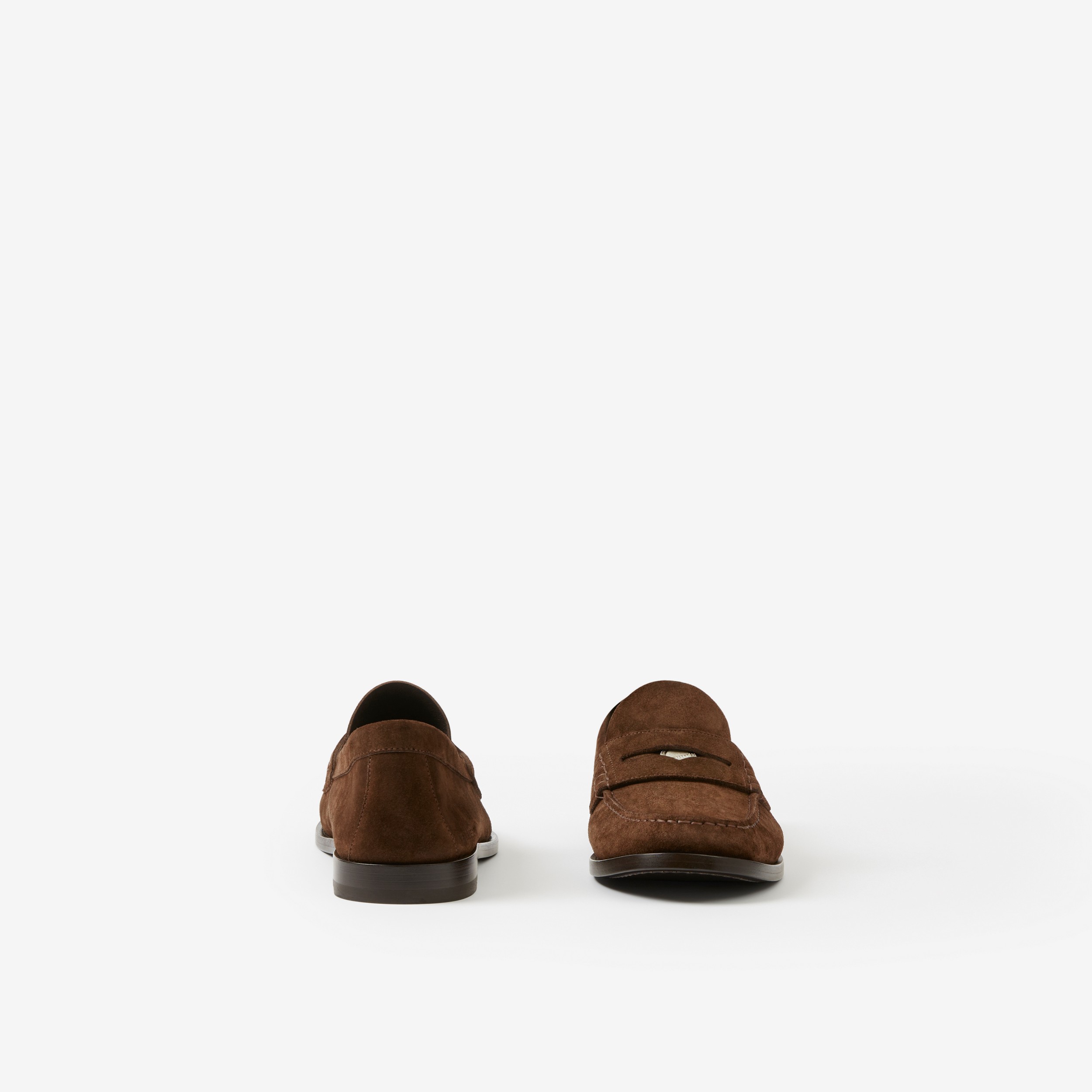 Coin Detail Suede Penny Loafers in Dark Brown - Men | Burberry® Official - 4