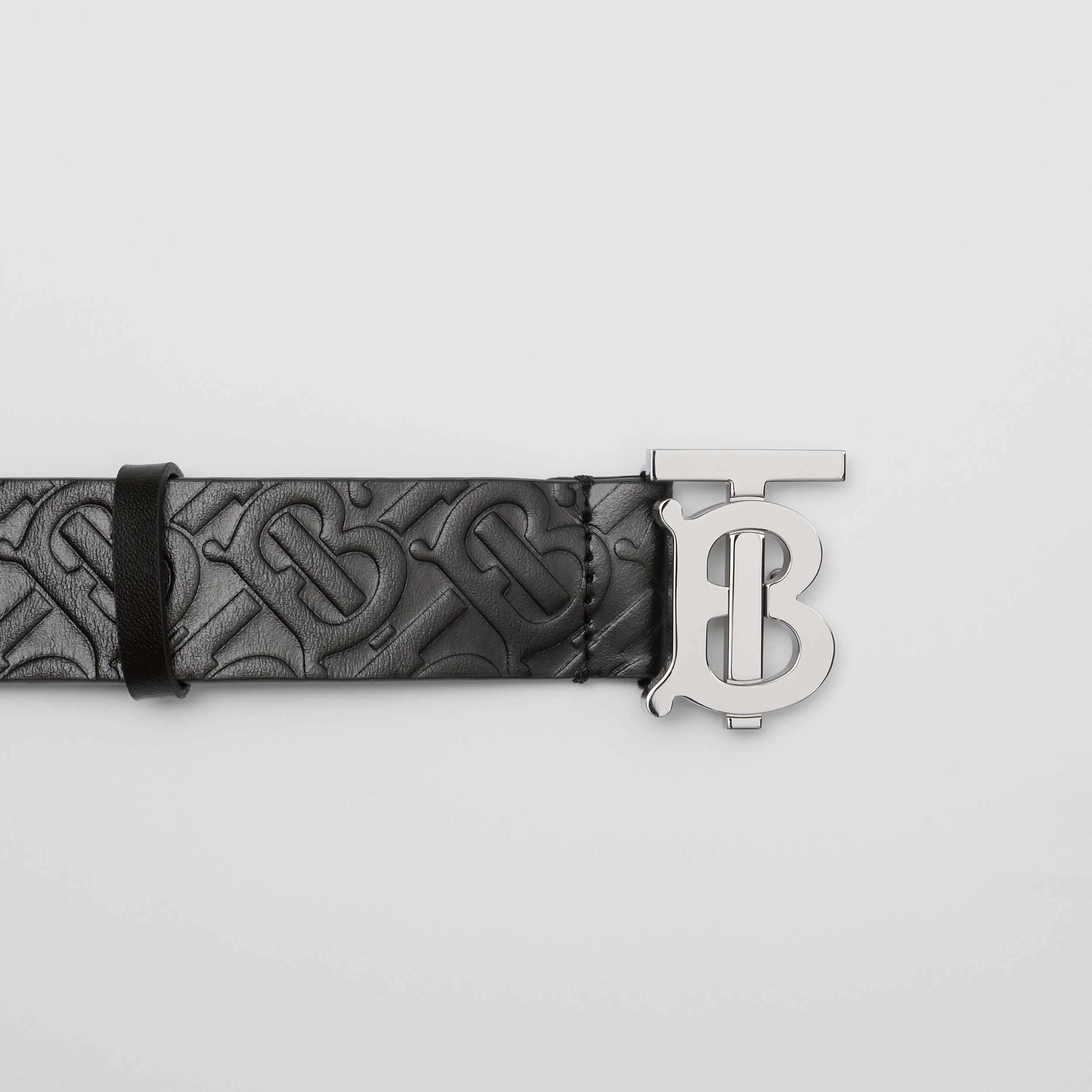 Monogram Motif Monogram Leather Belt in Black - Men | Burberry® Official - 2