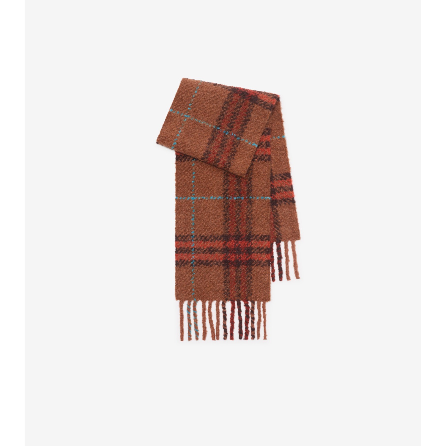 Check Alpaca Wool Blend Bouclé Scarf in Ginger brown | Burberry® Official
