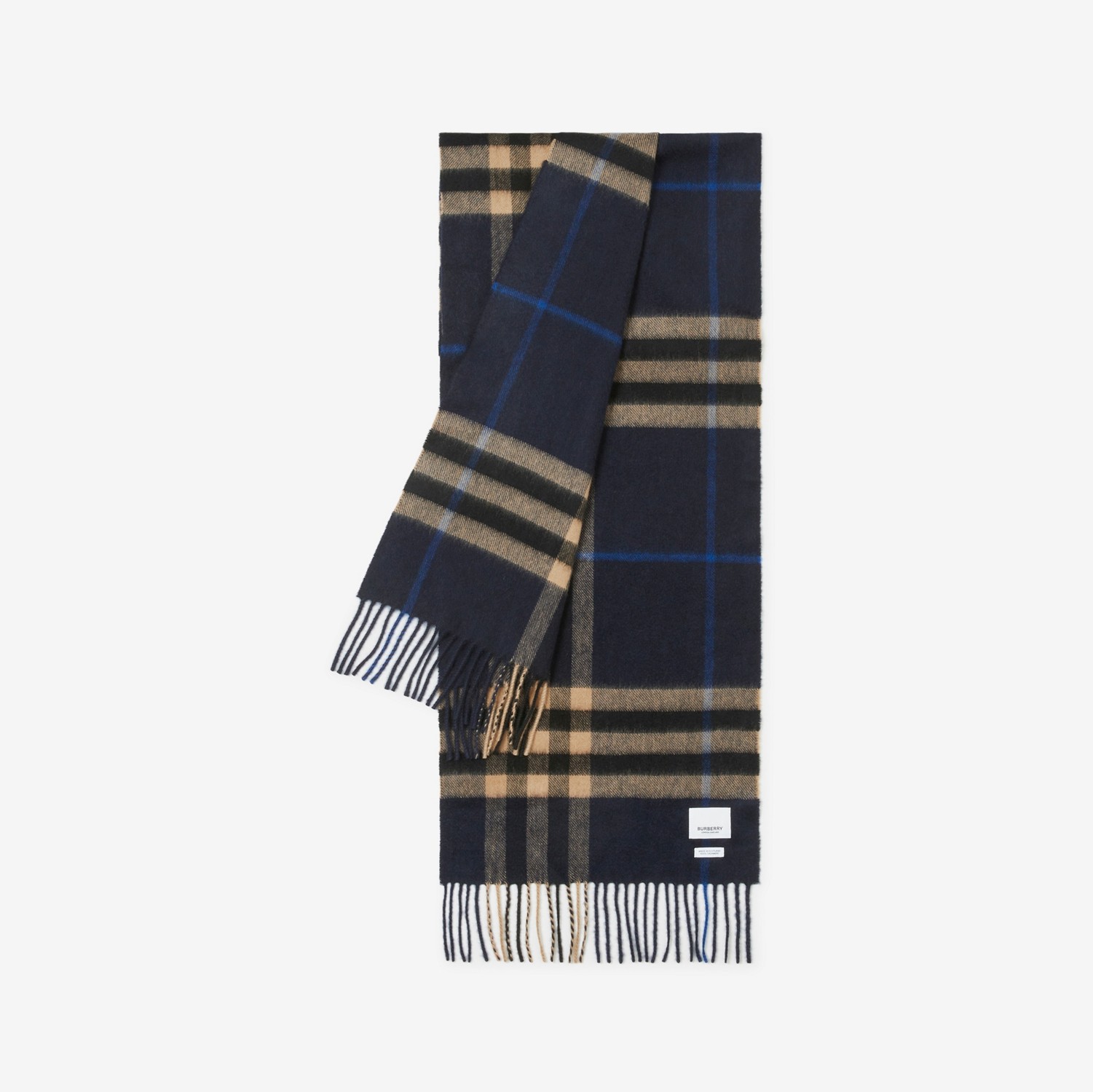 Check Cashmere Scarf in Indigo/mid Camel | Burberry® Official