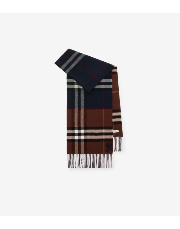 Contrast Check Cashmere Scarf