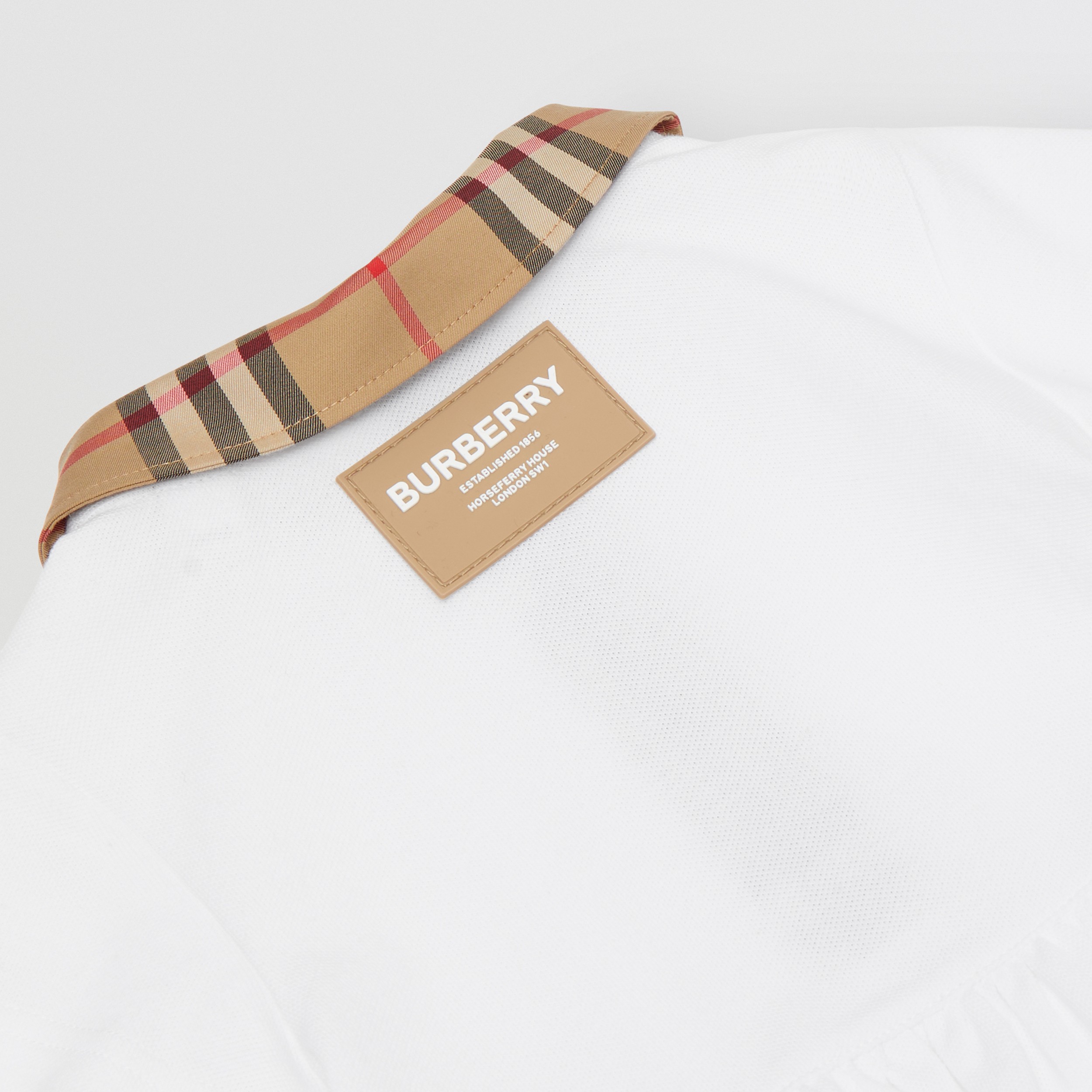 Vestido de algodão piquê stretch com detalhe em xadrez e calcinha (Branco) - Crianças | Burberry® oficial - 2