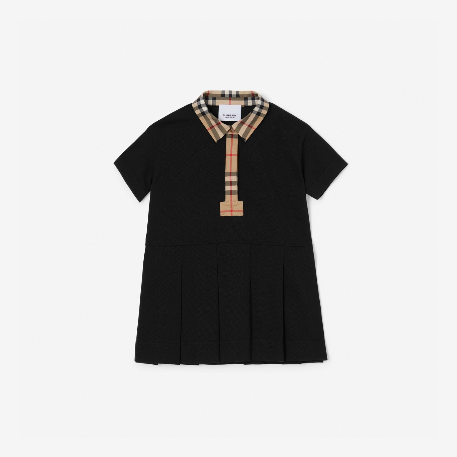 Vestido camiseta en piqué de algodón con cuadros Vintage Checks (Negro) - Niños | Burberry® oficial