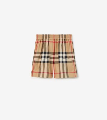 Check Cotton Shorts in Archive beige Women Burberry® Official
