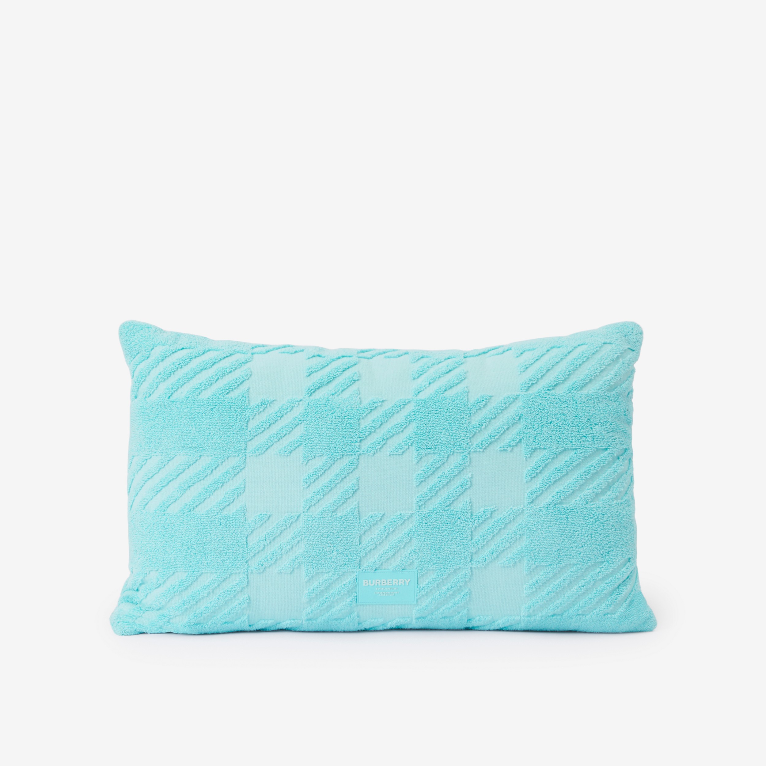 Check Cotton Jacquard Cushion in Bright Topaz Blue | Burberry® Official - 1