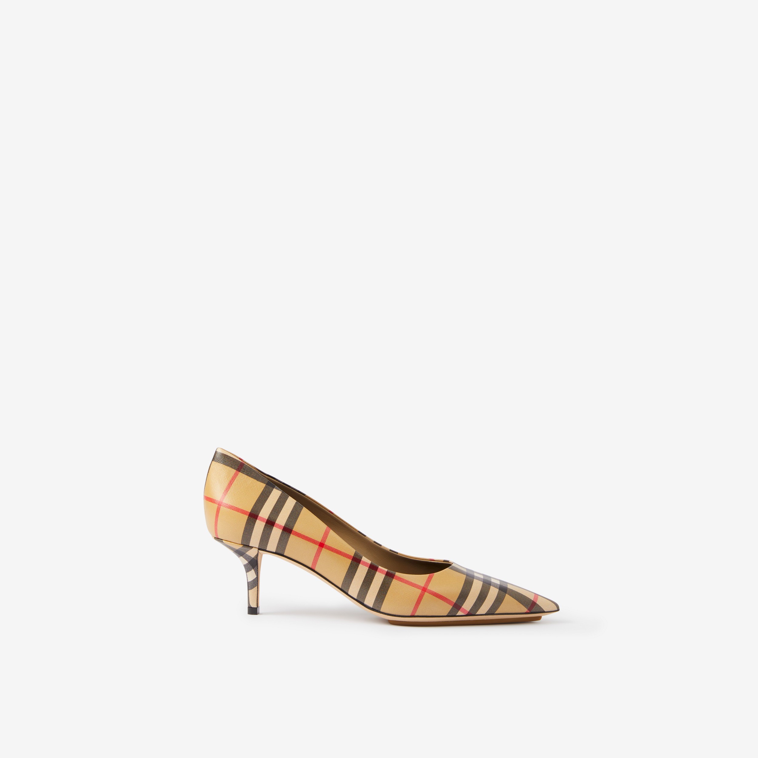 Zapatos de tacón en piel a cuadros Vintage Checks con puntera de pico (Beige) - Mujer | Burberry® oficial - 1