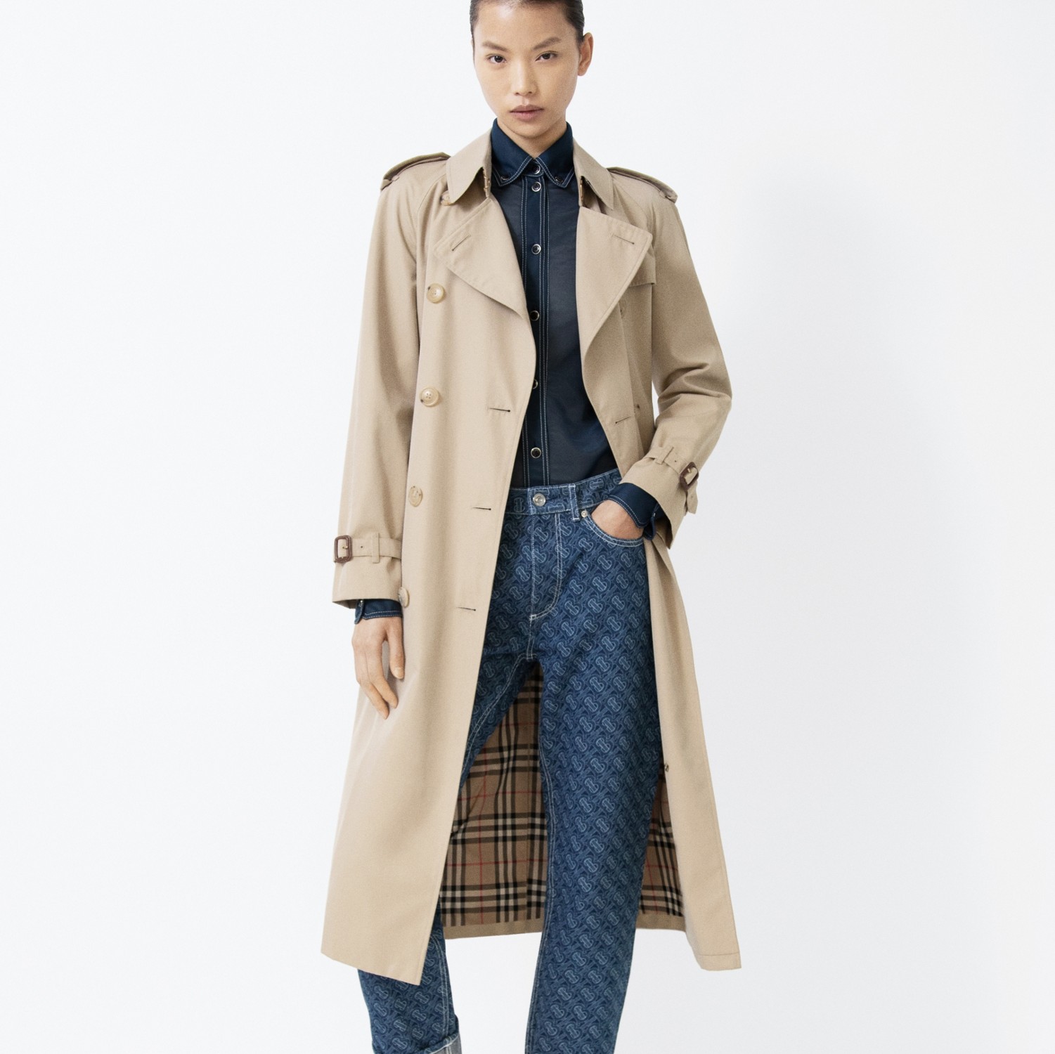 Trench coat Heritage Waterloo largo (Miel) - Mujer | Burberry® oficial
