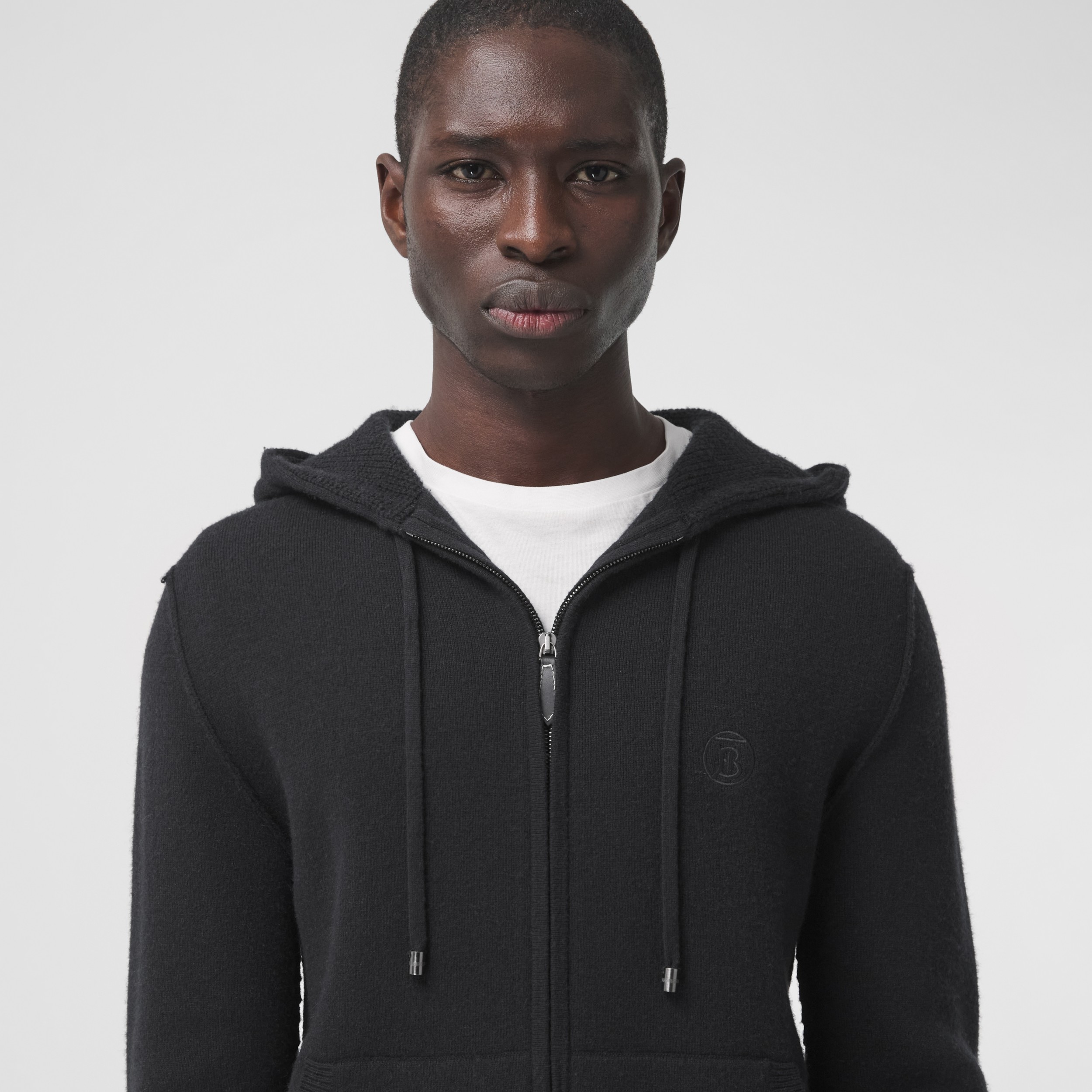 Monogram Motif Cashmere Blend Hooded Top in Black - Men | Burberry ...
