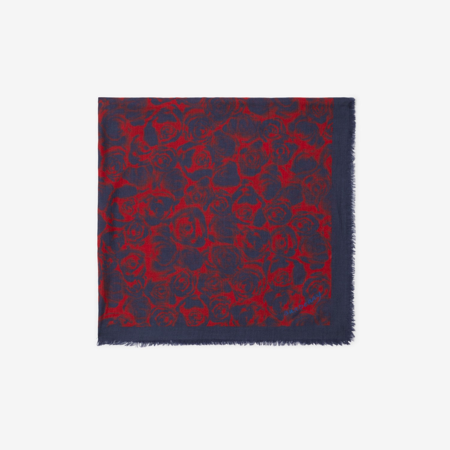玫瑰印花羊绒围巾 (邮筒红) | Burberry® 博柏利官网