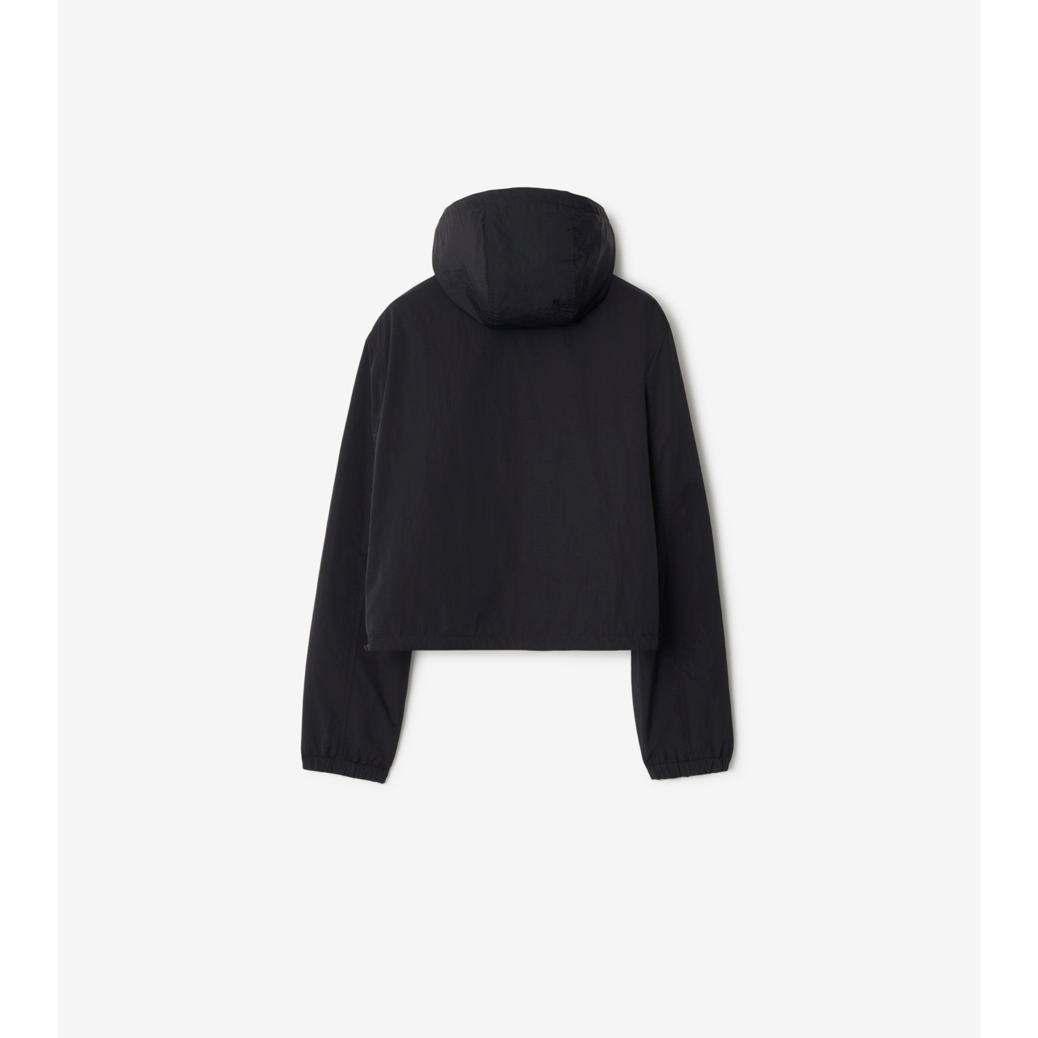 Cropped Reversible Check Hooded Jacket