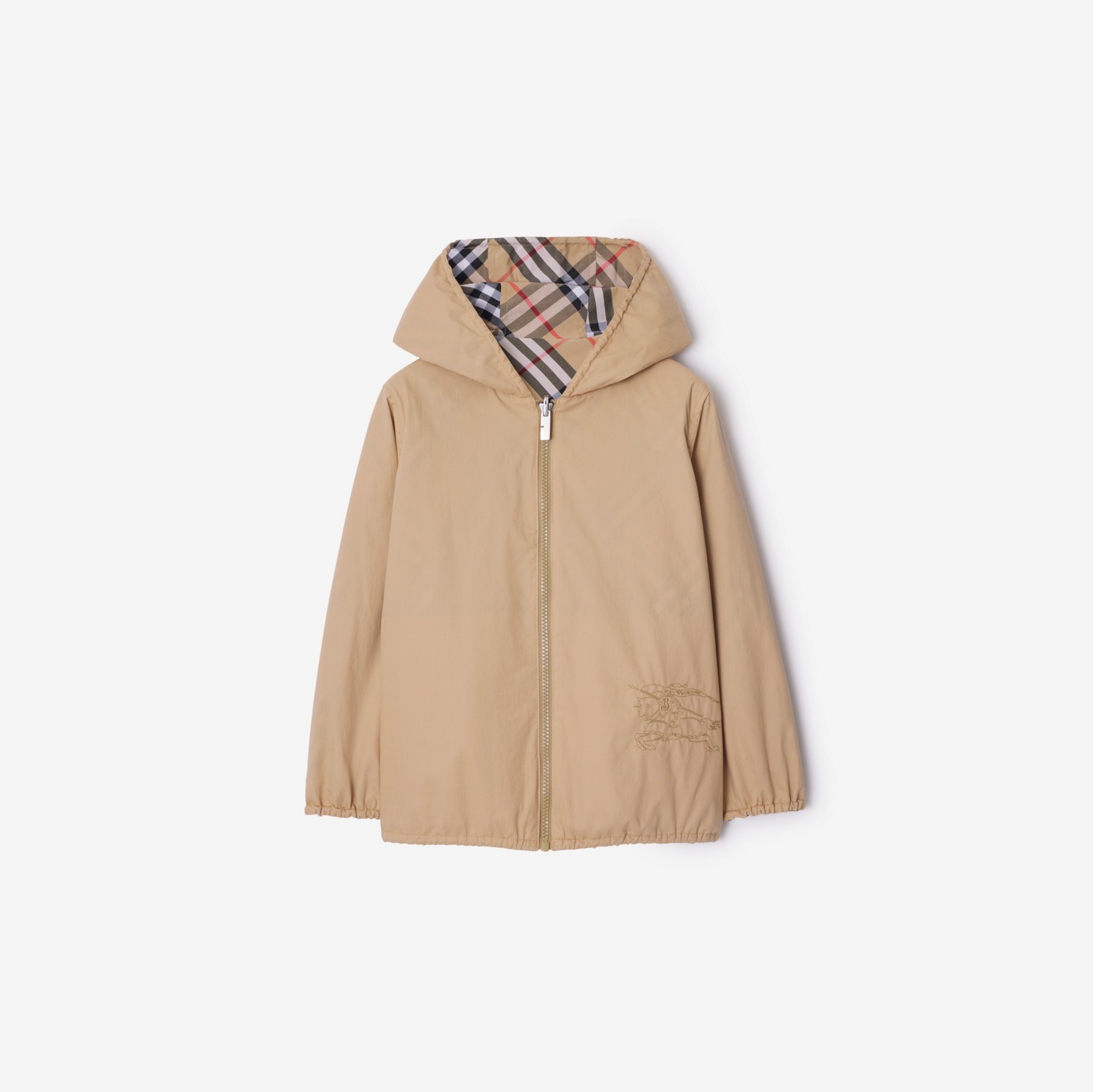 Reversible Check Cotton Blend Jacket in Sand | Burberry Reversible Check Cotton Blend Jacket in Sand | Burberry