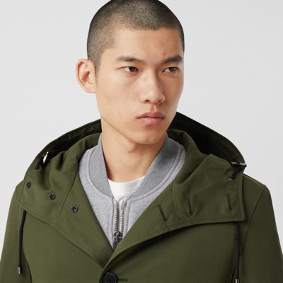 green hooded coat