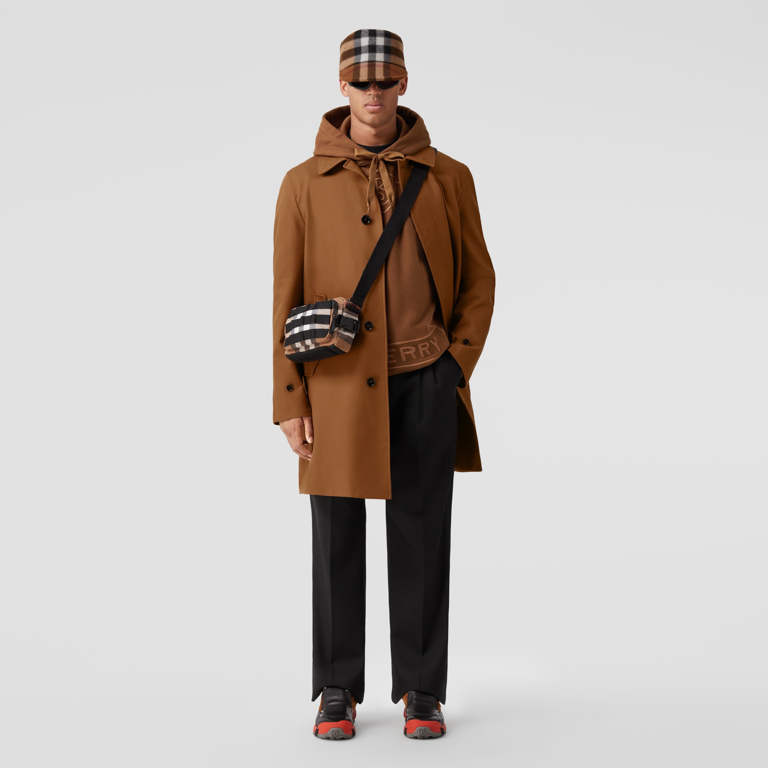 Embroidered Oak Leaf Crest Cotton Gabardine Car Coat in Dark Birch Brown - Men | Burberry® Official - 4