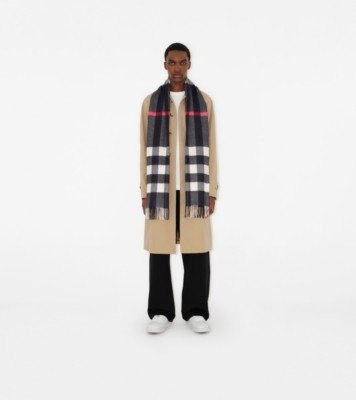 Burberry The Classic Check Cashmere Scarf Navy