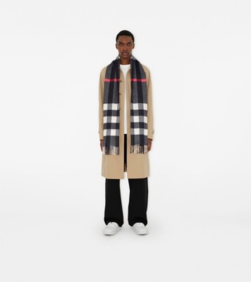 Burberry The Classic Check Cashmere Scarf Navy