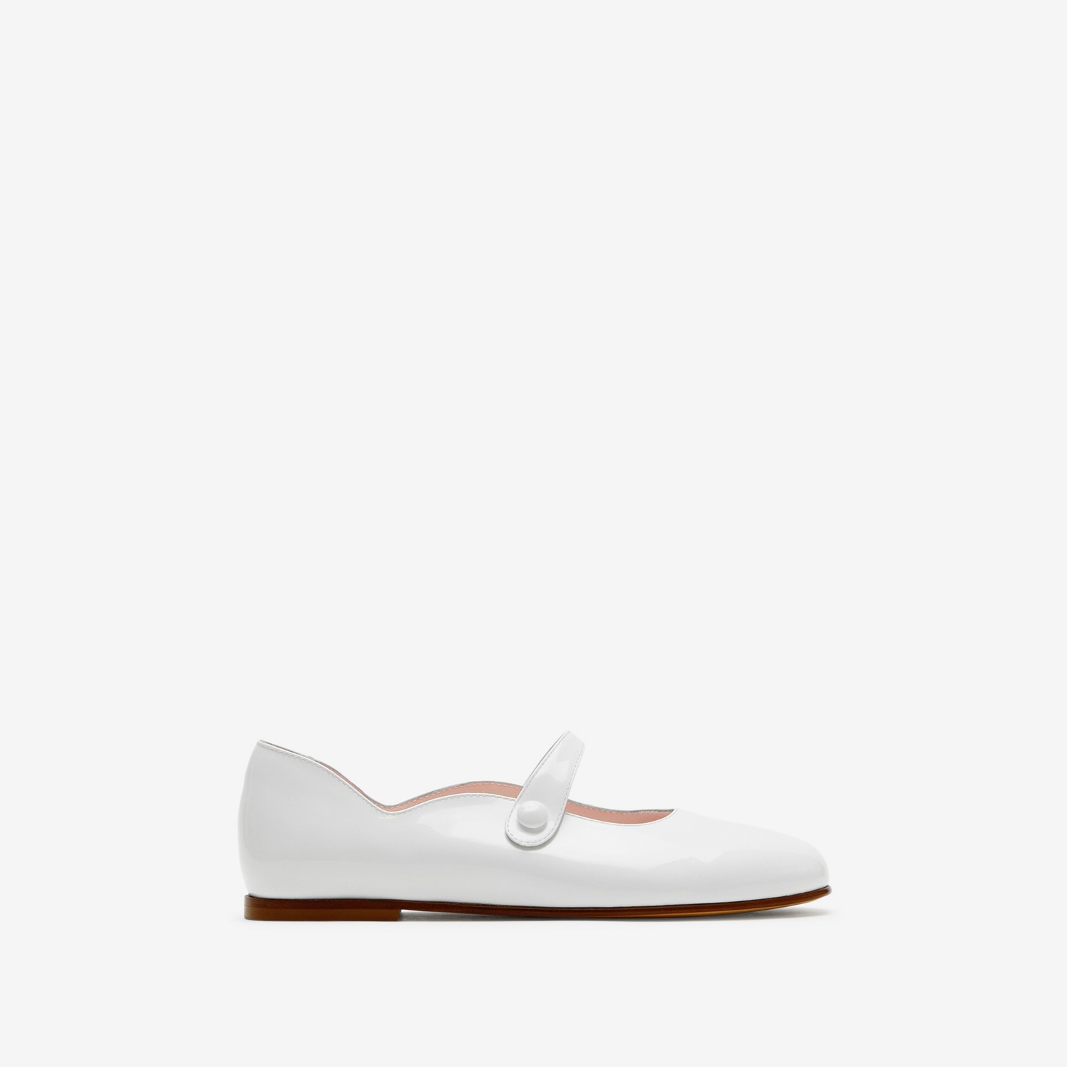 Leather Mary Jane Flats in Optic white