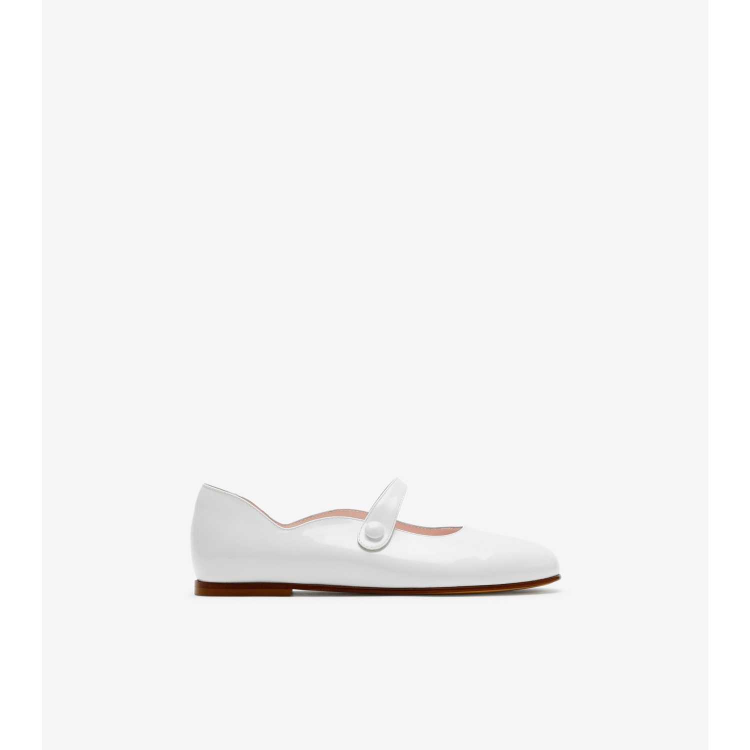 Leather Mary Jane Flats in Optic white