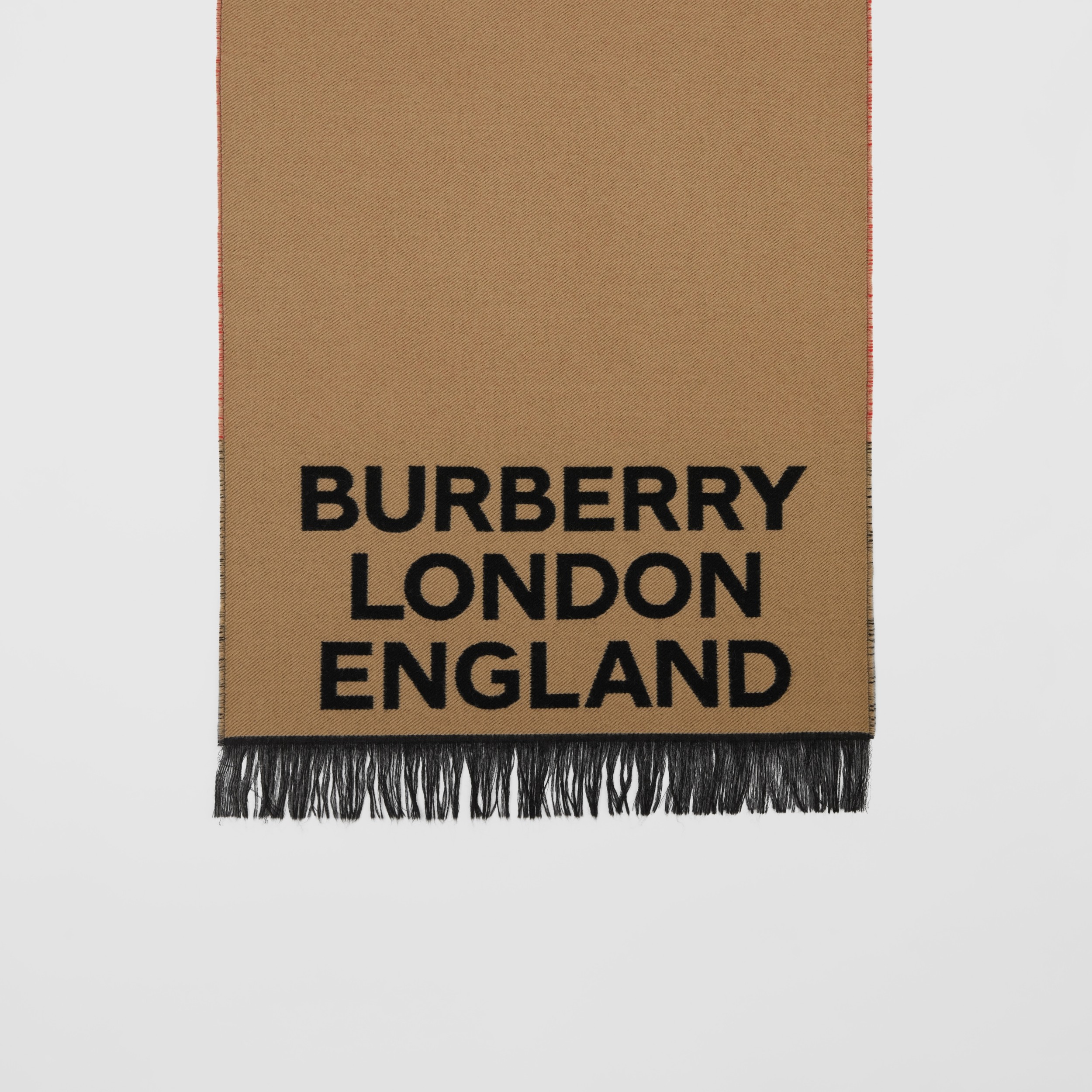 Love and Logo Wool Silk Jacquard Scarf in Archive Beige | Burberry ...