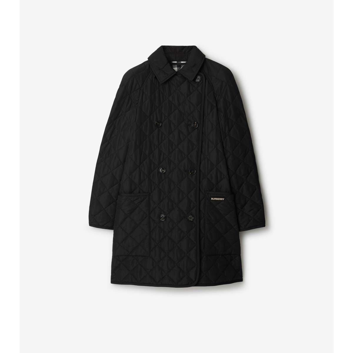 Burberry Quilted Coat In Black