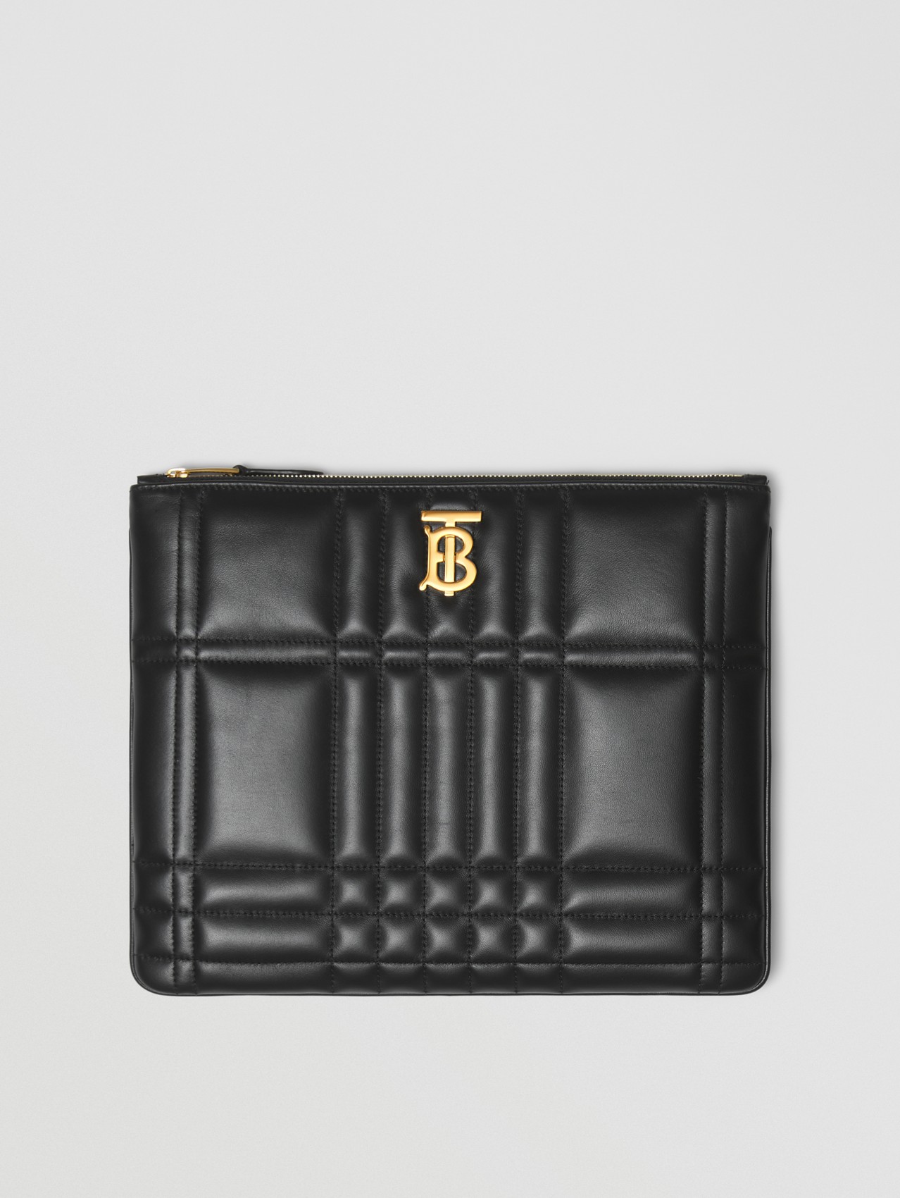 Quilted Lambskin Lola Zip Pouch in Black