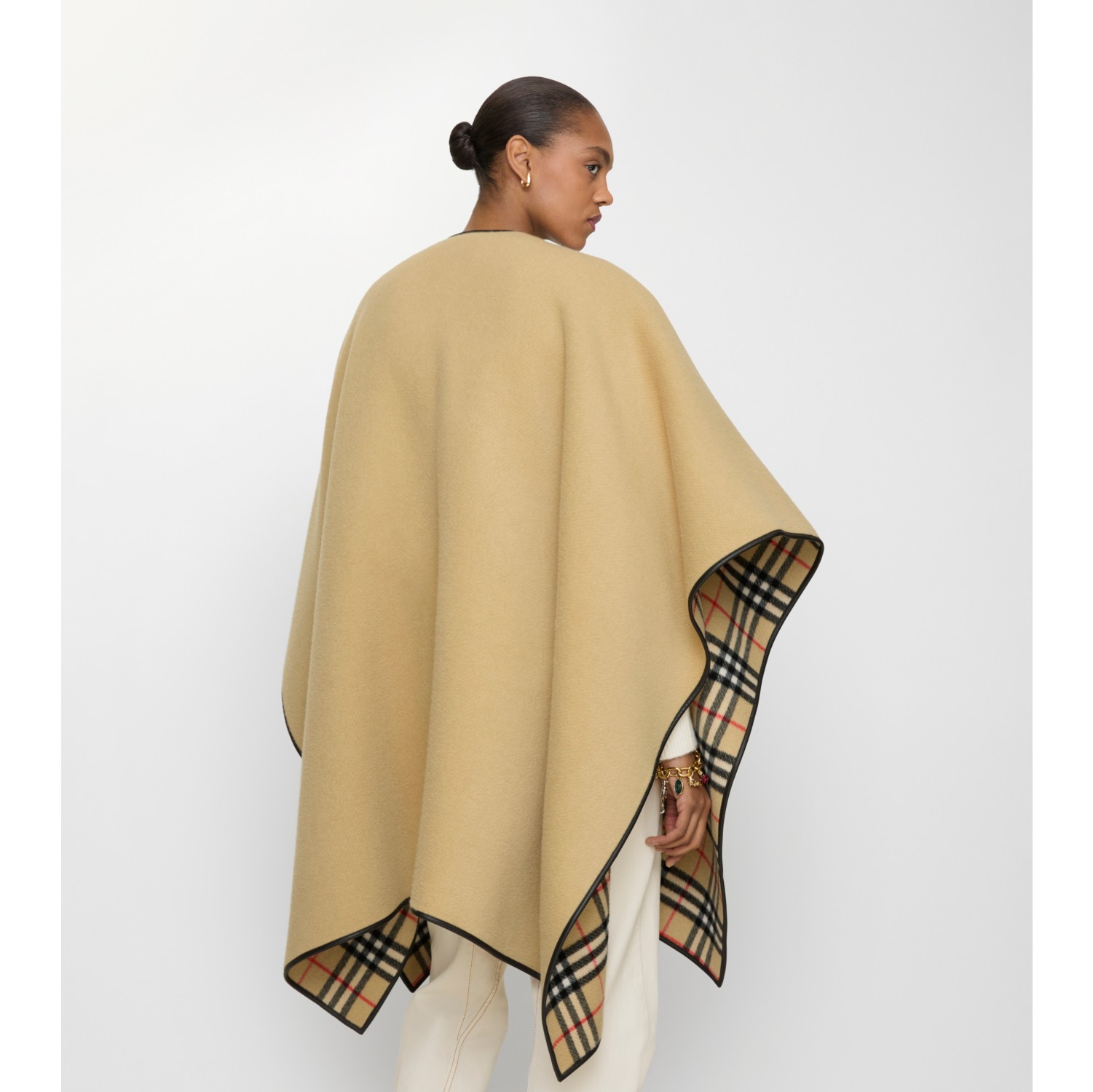 Kaschmir-Cape mit Check