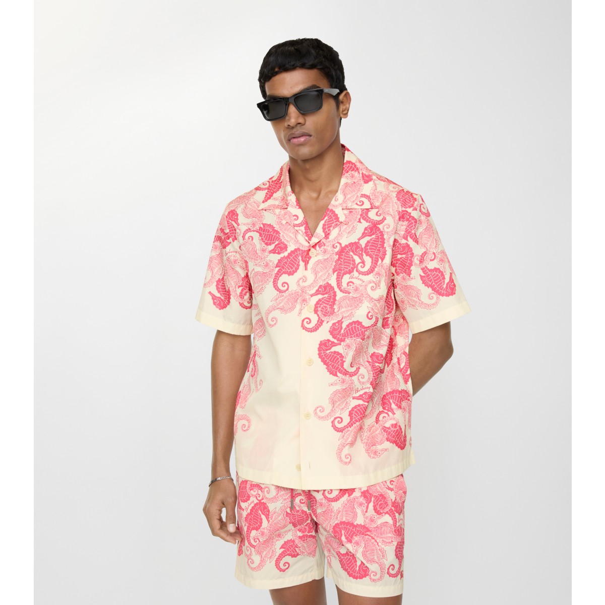  Printed Relaxed Fit Seahorses Cotton Shirt