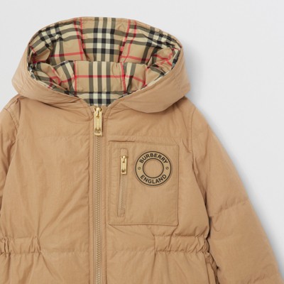 burberry logo graphic hooded puffer jacket