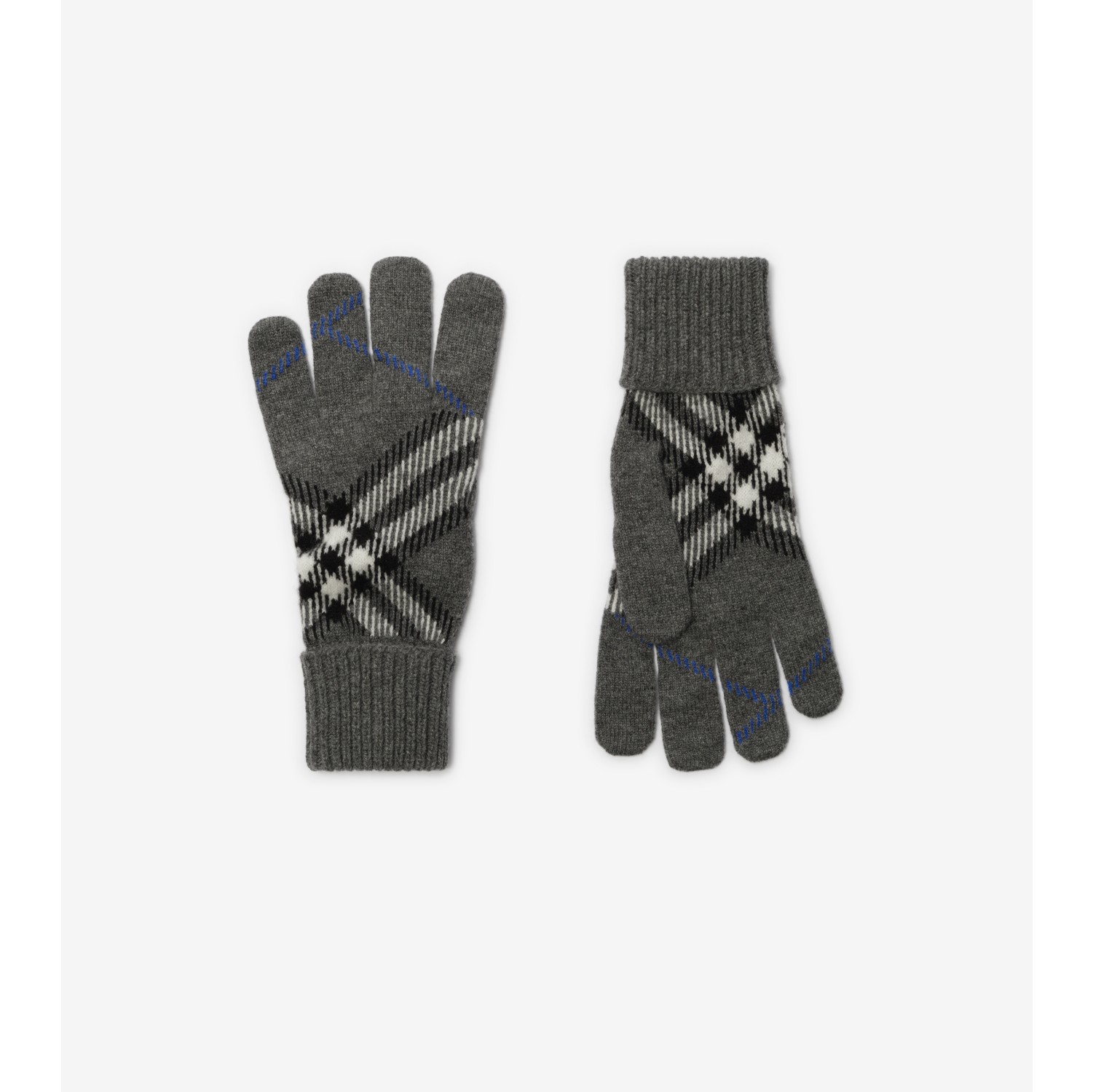 Check Cashmere Blend Gloves